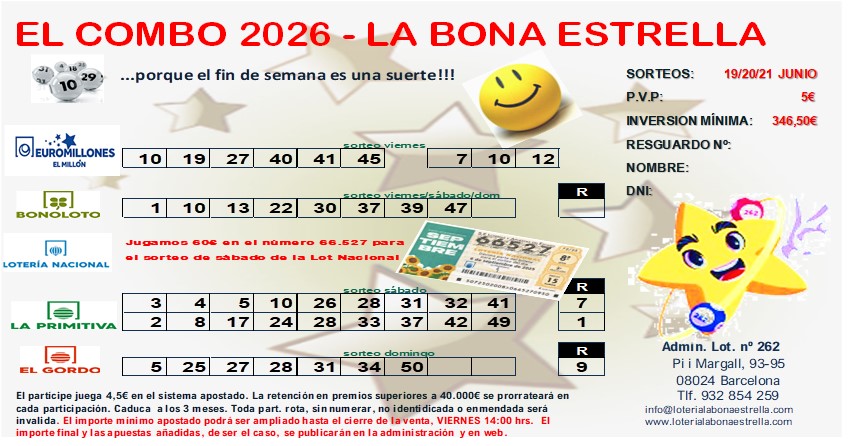 COMBO WEEKEND 19/20/21 JUNIO