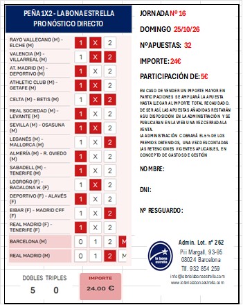 PE�A 1X2 LA BONA ESTRELLA J. 16